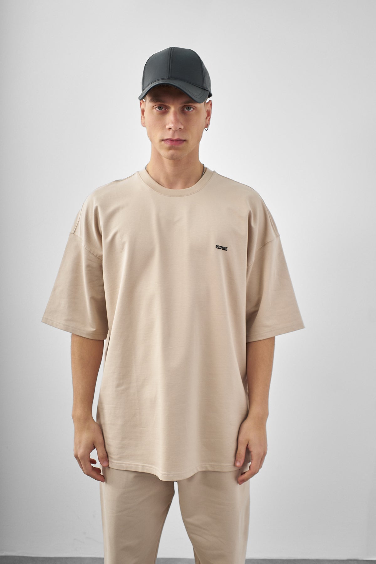 Erkek Respire Yazılı Oversize T-shirt